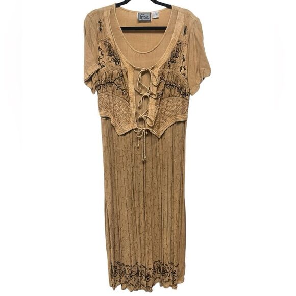 Vintage Style Boho Maxi Dress Short Sleeve Hippie Sundress Flowy Overlap Floral - Picture 1 of 8